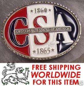 CSA Pewter Belt Buckle Confederate States Oval NEW  