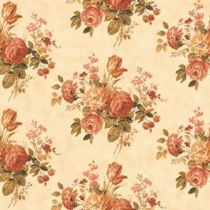   By Color BC1580999 Orange Cottage Rose Wallpaper