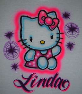 Airbrush Personalized Name With Hello Kitty 2 T Shirt  