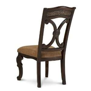  Pulaski Costa Dorada Carved Back Fabric Side Chair in Dark 