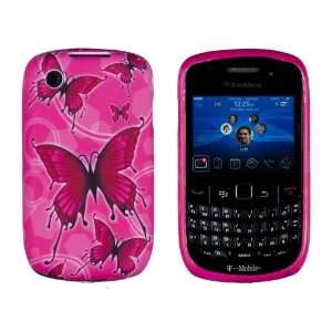  Hot Pink Butterfly Flexible TPU Gel Case for Blackberry 