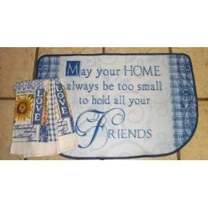  Blue and White Kitchen Rug/Mat with matching Love 
