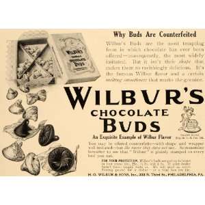 1911 Ad H O Wilburs Chocolate Buds Vanilla Sweets 