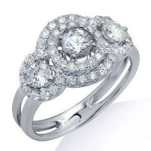  3 Stone Diamond Ring Past Present Future Ring in White 