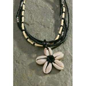  Hawaiian Necklace Cowrie Flower Black