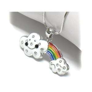   the Rainbow Smiley Cloud Enameled Pendant 17 Snake Necklace Jewelry