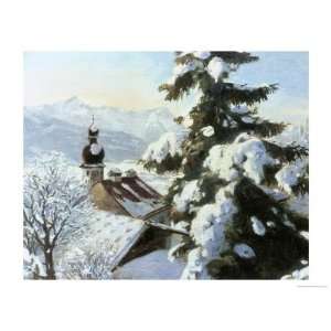 Picturesque Snow Scene Giclee Poster Print by William Krause, 18x24 