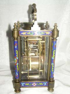 Works great copper cloisonne mechanical carriage Clock  