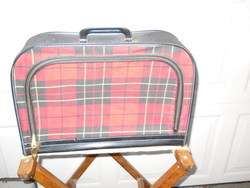 Vintage Red/Black Plaid small suitcase luggage 17x12x4  