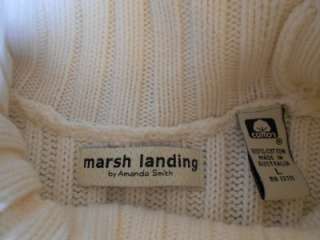   Landing Fisherman Cable Knit Cotton Turtleneck Sweater L Large  