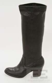   Black Leather Stacked Heel Knee High Rory Scrunch Boot Size 9  