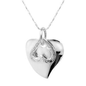  Sterling Silver Dangling Two Hearts Necklace Jewelry