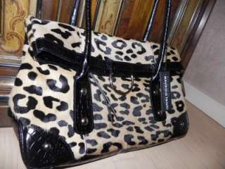   with tag MAURIZIO TAIUTI leopard print cow hide hair and leather bag