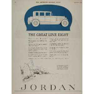  1925 ORIGINAL Ad Great Jordan Line Eight Car Sailing   Original 