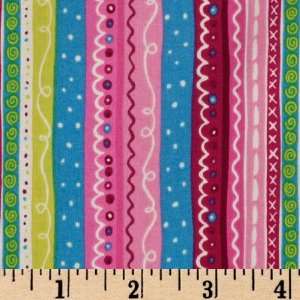  44 Wide Secret Santa Wavy Stripe Pink/Magenta Fabric By 