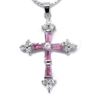 Fabulous Cross Cut Pink Sapphire Necklace/Pendant P6108  