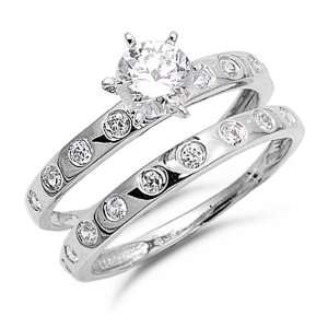    Sterling Silver Cubic Zirconia Engagement Ring Set, 5 Jewelry