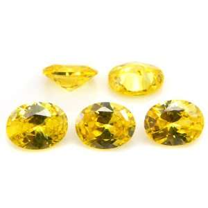   Oval cut 8*10mm 5pcs Yellow Cubic Zirconia Loose CZ Stone Lot Jewelry
