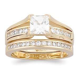   Cubic Zirconia CZ Solitaire 2 Piece Wedding Ring Set, Size 7 Jewelry