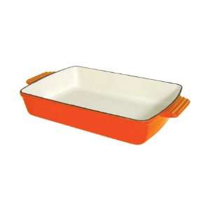 Le Cuistot Enameled Cast Iron Lasagna Dish 13 Inches   2 Tone Orange 