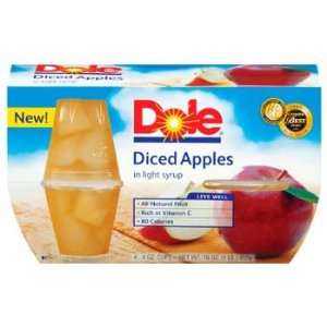 Dole Diced Apples Fruit Bowl in Light Syrup 4   4 oz cups (Pack of 6 