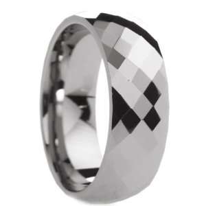 mm Mens Tungsten Carbide Rings Wedding Bands Multi Diamond Faceted 