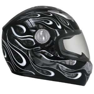  Hawk Black Fire Silver Motorcycle Helmet   Color  silver 