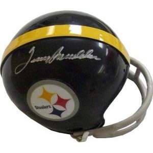  Terry Bradshaw Signed Steelers 2 Bar Throwback Mini Helmet 