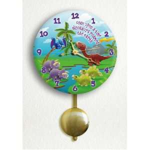  Cute Illustrated Dinosaurs 6 Silent Pendulum Wall Clock 