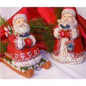  Santa Claus Figurines Set of 2