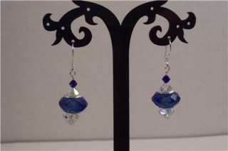   Glass Charm and Swarovski Crystal Sterling Silver Earrings  