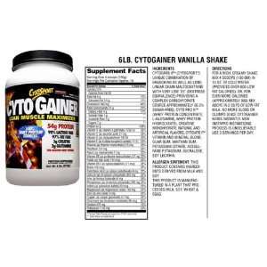  CytoSport CytoGainer Lean Muscle Maximizer Vanilla Shake 6 