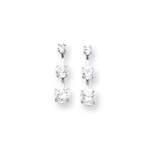  14k White Gold 3 Stone CZ Post Earrings West Coast Jewelry Jewelry
