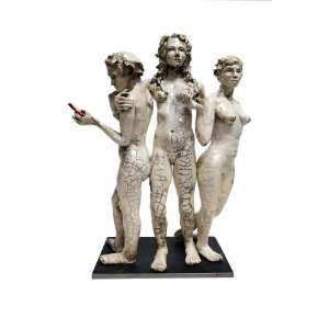  Three Women of Grace Raku fired Contemporary Art Sculpture 