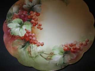 Antique Handpainted Vienna Austria Currant Berries Plate Signed 