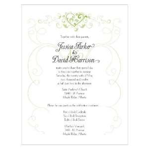    Heart Filigree Invitation   Daiquiri Green