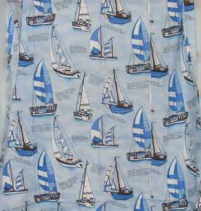   Sailboat Blue Cotton Fabric Shower Curtain w/Grommets A&E Creations