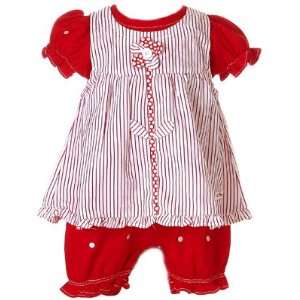  Le Top *Daisy Dots* Red Romper & Pinafore Set 6m Baby