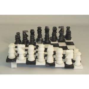  Scali Black and White Tiered Alabaster Chess Set Toys 