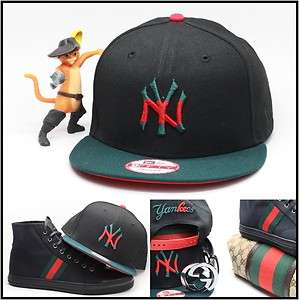   Era New York Yankees Premium Custom Snapback Hat Black / Green / Red
