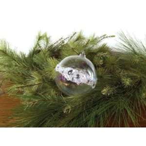  Pack of 4 Winters Blush Clear Jeweled Round Glass Ball 