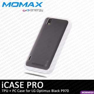   Pro PC + TPU Case Cover LG Optimus Black P970 w Screen Shield White