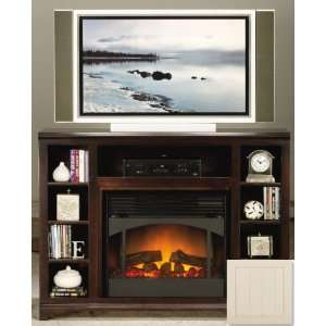   Savannah Tall Entertainment Console with Fireplace  Soft White Home