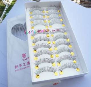 10pairs black NATURAL Transparents stems Fashion FALSE EYELASHES FAKE 