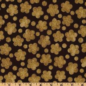  44 Wide Satsuki Deco Blooms Brown Fabric By The Yard 