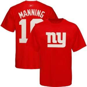 Reebok New York Giants #10 Eli Manning Red Scrimmage Gear T shirt 