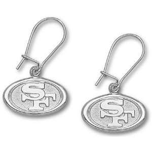 San Francisco 49ers 3/8 Oval Logo Dangle Earrings   Sterling Silver 