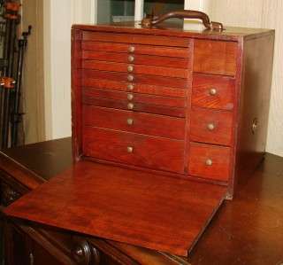 Antique Mahogany WATCH REPAIRMAN CASE MACHINIST CHEST JEWELRY CHEST 