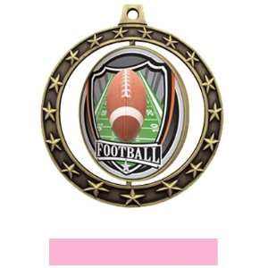   PINK RIBBON 2.75 SPINNER SHIELD MEDAL   FOOTBALL