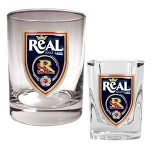  Real Salt Lake Rocks Glass and Square Shot Glass Set 